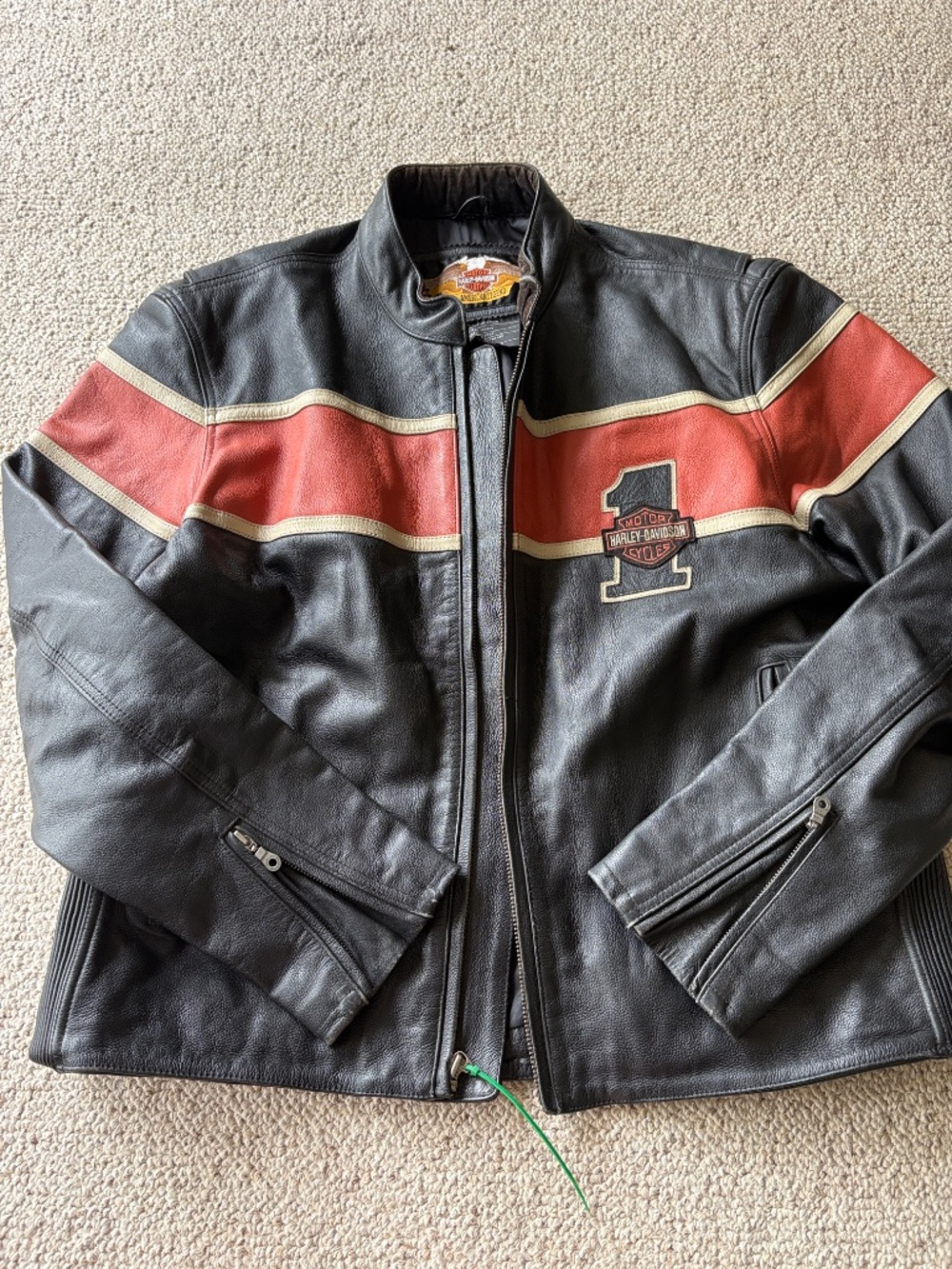 Harley Davidson Victory Lane Leather Jacket XL | #1 Logo Cafe Racer Motorcycle - Picture 2 of 14